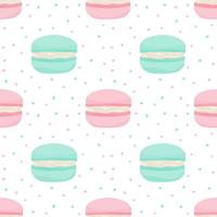 Pastel macarons with seamless patterns. Wrapping paper. vector