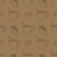 Kraft paper pattern with morning snacks. Wrapping paper and packaging patterns. bakery. vector
