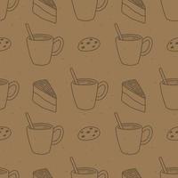 Kraft paper pattern with morning snacks. Wrapping paper and packaging patterns. bakery. vector