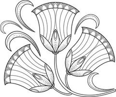 patrón monocromo con campanas decorativas y hojas sobre un fondo transparente, ilustración vectorial vector