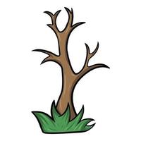 Vector illustration. Cartoon beautiful tree trunk without crown and leaves, empty trunk, autumn or winter tree trunk on a white background