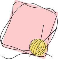 Square pink frame with an empty space for insertion, for needlework, knitting with a ball and knitting needles vector