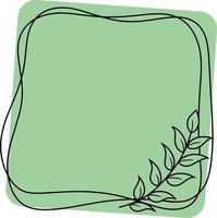 Square frame with a tree branch on a green background, vector illustration with an empty space for insertion