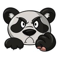 carácter panda, emociones animales, panda enojado, ilustración vectorial sobre fondo blanco vector