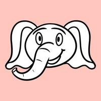 Monochrome picture, Cute little elephant, cartoon elephant emotions, vector illustration on a light background