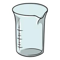 Glass measuring cup with divisions, vector illustration in cartoon style on a white background