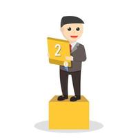 businessman 2nd runner up in podium design character on white background vector