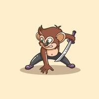 Monkey Warrior Mascot Cartoon vector