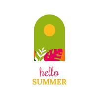 Hello summer vector illustration for social media design templates background with copy space for text. Summer landscapes background for banner, greeting card, poster, and advertising.