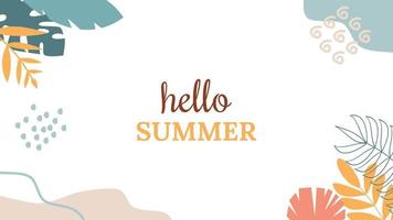 Hello summer vector illustration for social media design templates background with copy space for text. Summer landscapes background for banner, greeting card, poster, and advertising.