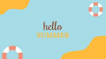 Hello summer vector illustration for social media design templates background with copy space for text. Summer landscapes background for banner, greeting card, poster, and advertising.