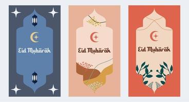 la moderna plantilla de tarjeta de felicitación islámica eid mubarak ramadan y puede usarse para diseño de papel tapiz, afiche, pancarta de medios, fondo e impresión. ilustración vectorial eid mubarak vector