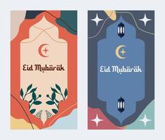 la moderna plantilla de tarjeta de felicitación islámica eid mubarak ramadan y puede usarse para diseño de papel tapiz, afiche, pancarta de medios, fondo e impresión. ilustración vectorial eid mubarak vector