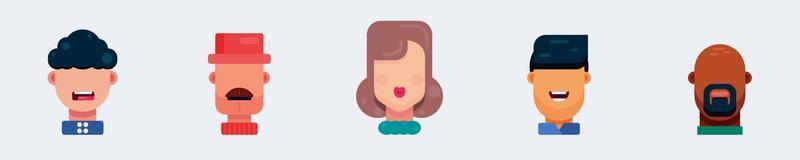 Flat character avatar icon. Funny bright vector illustrations