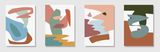 conjunto de vectores de arte de pared de forma orgánica vectorial. dibujo de fondo de color de tono tierra con forma abstracta. diseño de arte de forma orgánica abstracta para impresiones enmarcadas en paredes, impresiones en lienzo, póster, decoración del hogar.