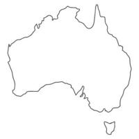 Map of Australia - simple hand drawn sketch style black line outline contour map. Vector illustration isolated on white. Australian continent border silhouette drawing