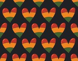 Cute cartoon vector hand drawn striped heart in color of African flag - red, yellow, green. Juneteenth square greeting card template with calligraphy text lettering