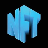 3d NFT Non-Fungible Token technology on black background vector