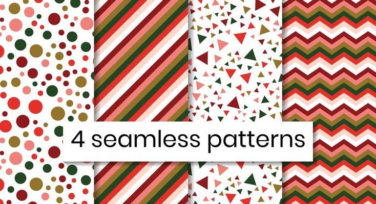 Set of seamless geometric pattern in bright colors