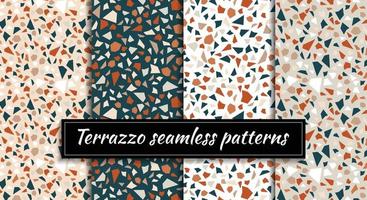 Terrazzo seamless patterns for tablecloth, oilcloth, bedclothes or other textile design vector