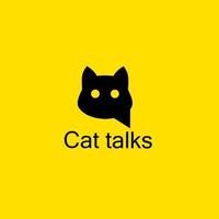 Template logo cat talk simple design vector