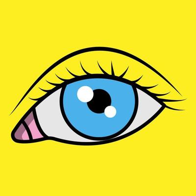 Eye on yellow background. Woman eye. The eye vector.