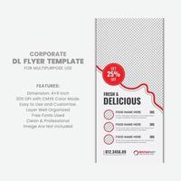 Restaurant Delicious Food Menu DL Flyer Rack Card Template Layout Clean Design vector