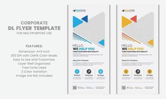 Blue and Yellow Gradient Abstract Modern Clean Stylish Trendy Corporate Business DL Flyer Rack Card Template Vector Unique Design for Publication, Marketing, Advertisement, Multipurpose Use