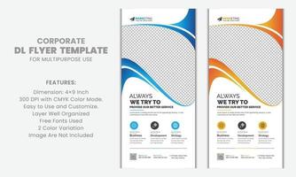 Modern Clean Stylish Gradient Corporate DL Flyer Rack Card Template Creative Unique Design with Blue, Yellow Color vector