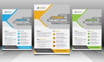 Modern Clean A4 Corporate Flyer Template with Blue, Yellow, Green Color, Creative Unique Standard Professional Business Mailer, Leaflet Design Concept for Marketing and Multipurpose Use vector