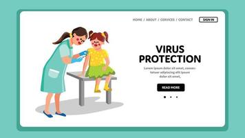 Ilustración de vector de niños de inyección de vacuna de protección antivirus