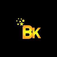 diseño de logotipo de letra dorada bk con múltiples estrellas para su empresa o negocio.