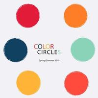 trazo de pincel circular con varios colores aislado sobre fondo blanco vector