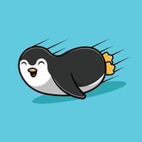 lindo pingüino deslizando dibujos animados vector icono ilustración. concepto de icono animal vector premium aislado.