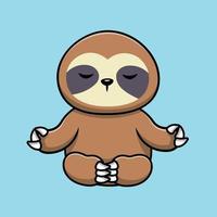 Cute Sloth Yoga Cartoon Vector Icon Illustration. Animal Sport Icon Concept Isolated Premium Vector.