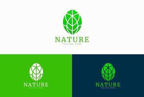 el diseño del logotipo de la naturaleza con color verde, se puede utilizar como símbolo, identidad de marca, logotipo de la empresa, etc. vector