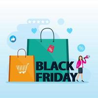 Black friday sale. Conceptual Design illustration, Flat vector template style Suitable for Web Landing Pages.