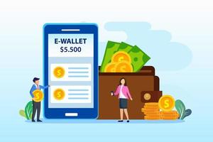 E-wallet payment application smartphone. Flat vector template Style Suitable for Web Landing Page, Background.