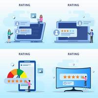 application rating concept, technology, Reviews stars with good and bad rate, customer satisfaction, social media, Flat vector