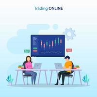 online trading concept. Forex trading strategy, Investing in Stocks. Flat vector template style Suitable for Web Landing Pages.