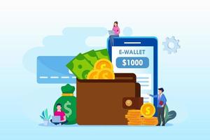 E-wallet payment application smartphone. Flat vector template Style Suitable for Web Landing Page, Background.