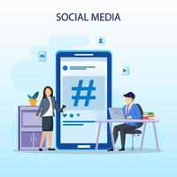 Social Media Network and Influencer Vector Illustration Concept , Flat vector template style Suitable for Web Landing Pages.