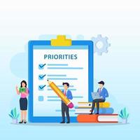 Priorities vector illustration. Work planning and management to boost your efficiency.