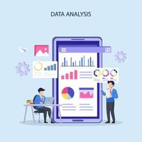 Data analysis illustration vector. statistical for business finance investment concept on monitor graph dashboard vector