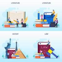 Literature school subject. Literary and poetry work. Idea of education and knowledge. Vector