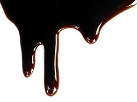 Soy sauce on white background. Spilled soy sauce sauce puddle isolated on white background. Texture of spilled soy sauce photo