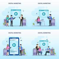 Digital Marketing Vector Illustration Concept , Flat vector template Style Suitable for Web Landing Page, Background.