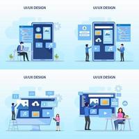 concepto de diseño ui ux, creando un diseño de aplicación, contenido y lugar de texto, ilustración vectorial vector