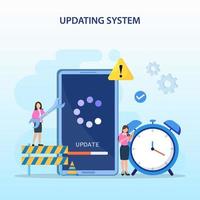 System Update. Software upgrade and installation program. Concept of system update, software installation. Flat vector