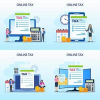 Online Tax Payment, pay season, tax time Concept. Flat vector template style Suitable for Web Landing Pages.